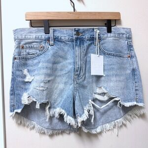 NWT Pistola Distressed Denim Shorts Light Wash Frayed 30